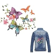 Fashion Embroidered Flowers Butterfly Applique,Iron on/Sew on Embroidered Decoration Colorful Dec...