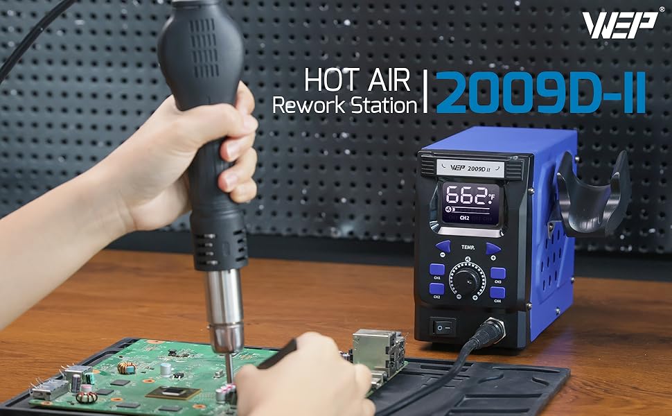 WEP 2009D-II hot air rework station is doing SMD soldering and desoldering tasks