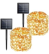 Brightown Outdoor Solar String Lights, 2 Pack 72Feet 200 Led Solar Powered Fairy Lights with 8 Mo...