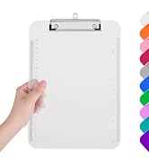 Piasoenc Plastic Clipboards, Translucent Clip Board with Low Profile, Purple Clipboard with Ruler...