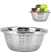 Stainless Steel Colander, 7in/18cm Strainers Bowl for Kitchen Rice Strainer Vegetable Washing Bas...