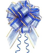 JOYIT 10 Pack Large Pull Bows 6 Inch - Big Blue Bows for Gift Wrapping, Ribbon Pull Bows for Moth...