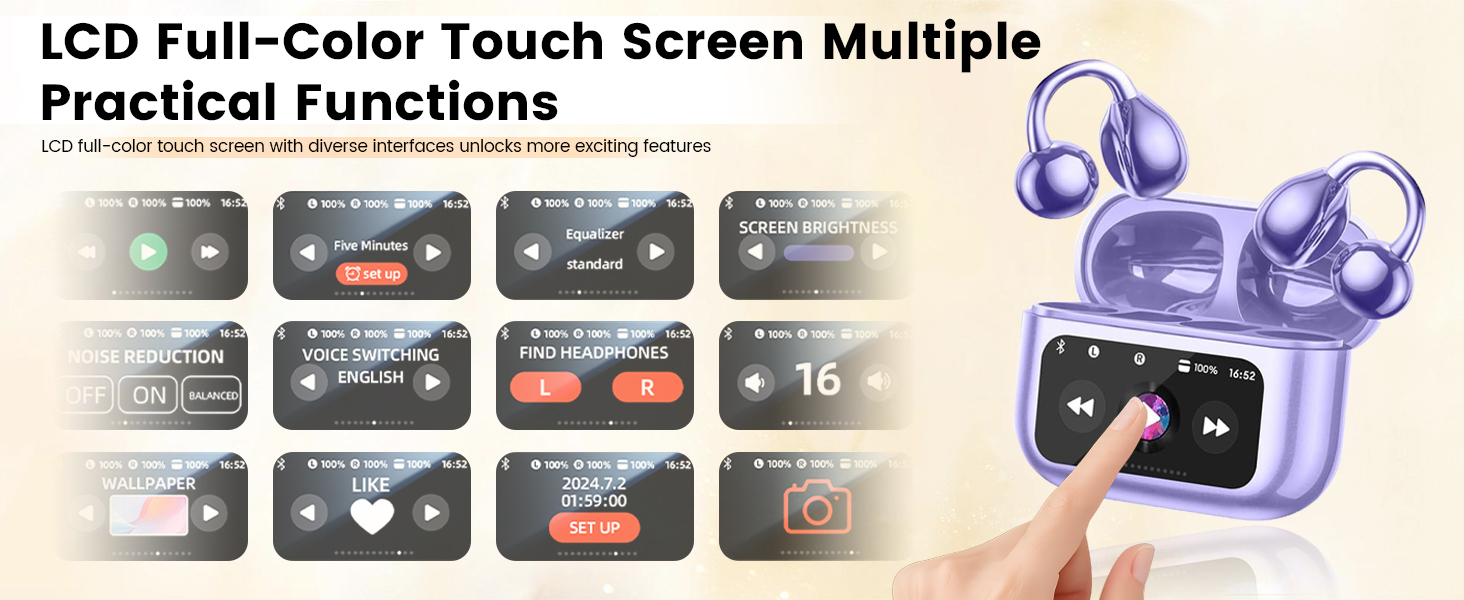 clip on headphones with LCD