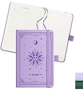 EMSHOI Lined Journal Pocket Notebook - A6 Small Leather Hardcover Notebook for Women, College Rul...