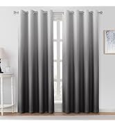 HOMEIDEAS Grey/Gray Ombre Blackout Curtains 52 X 84 Inch Length Gradient Room Darkening Thermal I...