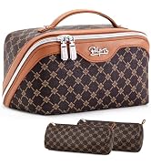 BOYATU Travel Makeup Bag Cosmetic Bags for Women: 3 Pcs Set Large Portable Make up Bag with Handl...