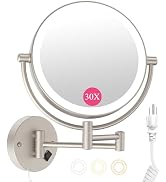 Wall Mounted Makeup Mirror with Lights, 30X/1X Double-Sided Magnifying, Plug-in Lighted Vanity Mi...
