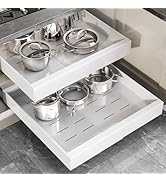 Seinloes 2 Pack Pull Out Cabinet Organizer 22" Deep With Raising Pad for Framed Cabinets,Full Ext...