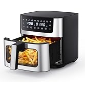 NEWBULIG Air Fryer 6.34QT, Airfryer with Visible Window, 400? Fast Heating Air Fryers Oven with N...