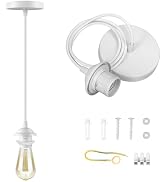 LYOOWNG White Pendant Light Kit, Vintage Hanging Light Cord, E26 E27 Ceiling Pendant Light Fixtur...