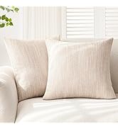 Foindtower Set of 2 Decorative Textured Burlap Linen Throw Pillow Covers Farmhouse Boho Cushion C...