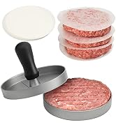 TACGEA Burger Press with 150 Patty Papers, Non-Stick Hamburger Patty Maker with Wax Paper, Alumin...