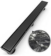 WEBANG 24 Inch Shower Linear Black Drain Rectangular Floor Drain with Accessories Reversible 2-in...