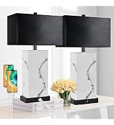 MoMyofdy 24” Black Touch Table Lamp Set of 2 with USB Ports, 3-Way Dimmable Bedside Nightstand La...