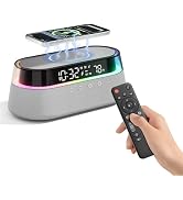 KUANGXIANG 6-in-1 Bluetooth Speaker Alarm Clock with Remote, 15W Fast Wireless Charger, FM Radio ...