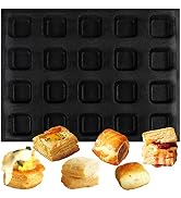 Baking Pan Perforated Eclair Sheets Liquid Silicone Mold Square, Mini Bread Bar Bite Size Bun Mes...