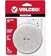 VELCRO Brand 5 Ft x 3/4 In | White Tape Roll with Adhesive | Cut Strips to Length | Sticky Back H...