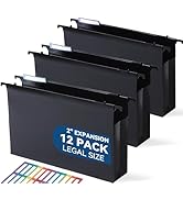 SortRax Plastic Extra Capacity Legal Size Hanging File Folders, 2" Expanding Pocket, Heavy Duty f...