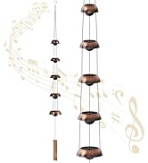 Bell Wind Chimes for Outside Clearance, Temple Windchimes Outdoors w/5 Copper Bells, Memorial Win...