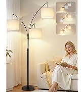 OUTON Arc Led Floor Lamp, Modern Black 3 Light Tall Floor Lamp for Bedroom, 2400lm Mid Century Ad...