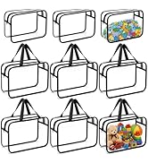 9 Packs Clear PVC Toy Storage Bags Include 6 Pcs Large and 3 Pcs Medium Toy Organizer Bags with L...