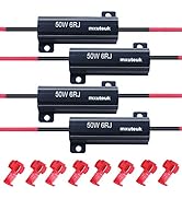 mxuteuk 4pcs 50W 6ohm Hyper Flash Resistor Car Load Resistors for Fix LED Bulb Fast Hyper Flash L...