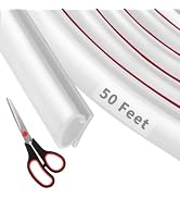 Fingwerk 50 Feet D-Shape Rubber Weather Stripping Door Seal Strip, Self-Adhesive Backing Door Wea...