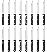 BEWOS Steak Knives Set of 16 - Triple Rivet Steak Knife, Serrated Steak Knives, Stainless Steel S...