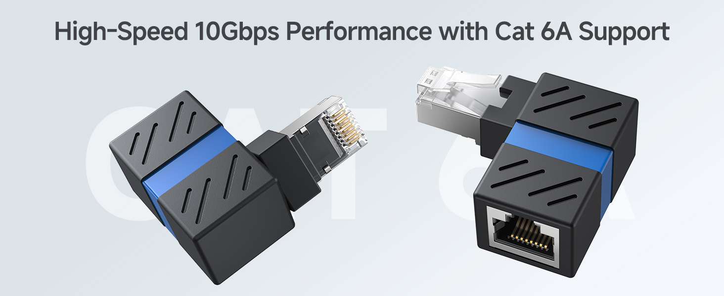 90-Degree Right Angle Ethernet Adapter for RJ45 Male to Female Connection