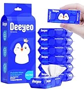 Deeyeo Travel Flushable Wipes for Women & Baby, 99% EDI Purified Water Mini Toilet Wet Wipes...