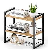 ART-GIFTREE Office Desk Shelf Organizer, Wood Desktop Bookshelf Supplies Storage Rack, Shelf for ...