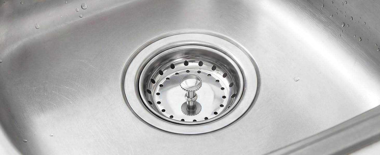 Kingrol 4 Pack Kitchen Sink Strainers with Rubber Stoppers Stainless Steel Drain Basket Replacement