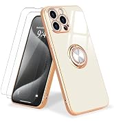 Urarssa for iPhone 15 Pro Max Case with Stand 360° Rotatable Ring Holder Magnetic with 2 Screen P...