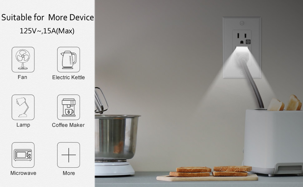 SOZULAMP nightlights wall mount outlet receptacle,Illuminated guidelight Tamper resistant,15A 125V