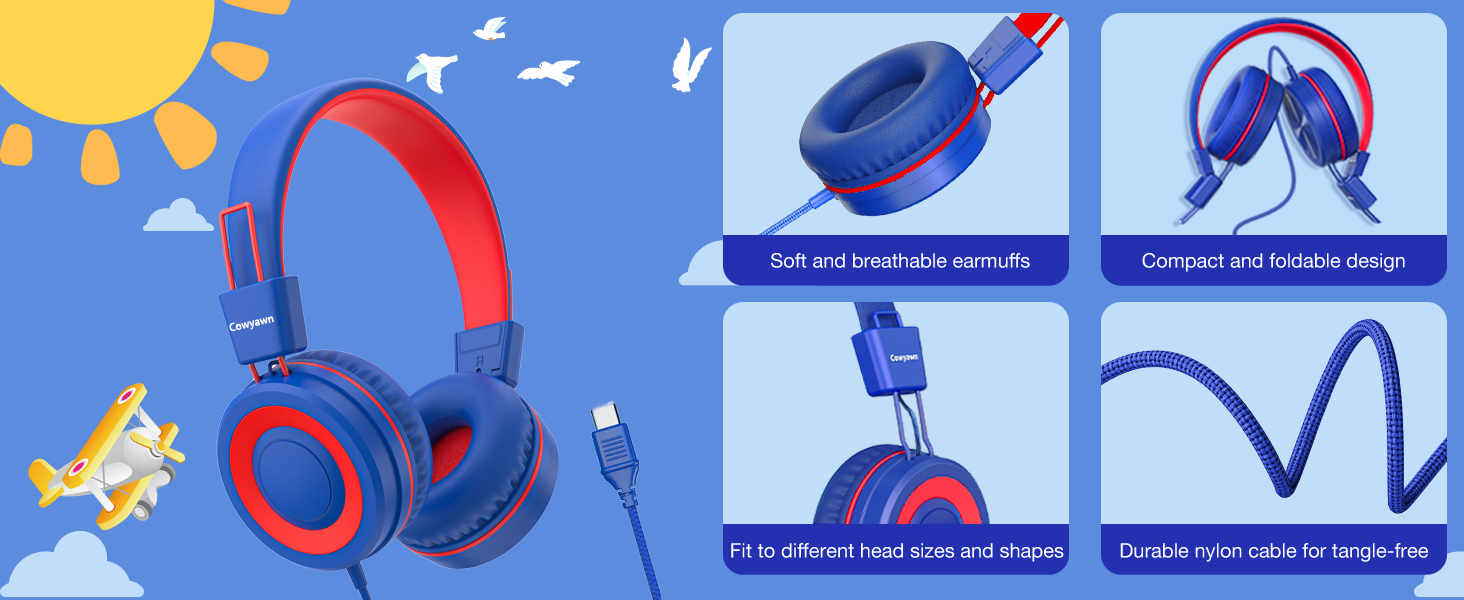 kids headphones with cord usb c
