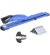 Long Reach Stapler,Blue with 2000 Staples & Stapler Remover Full Strip,20-25 Sheet Capacity,with ...