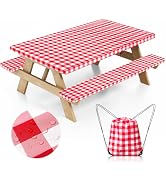 Nimalpal Picnic Table Cover with Bench Covers and Bag, Camping Essentials Camping Table Cover wit...