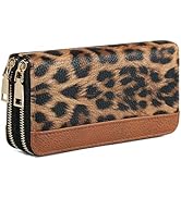 KAROMUS Women's Cheetah Print Wallet,Leopard Western Large Capacity Purse, 2 Zippers Card Cases M...