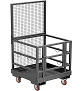 Forklift Cage,Collapsible Lift Basket Aerial Platform 1400 Lbs Load Capability with Lockable Swiv...