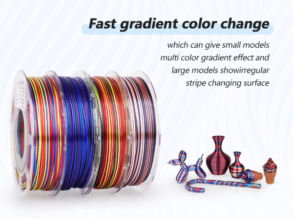 AMOLEN Silk PLA 3D Printer Filament, Dual Color PLA 1.75mm Shiny Color Change Filament