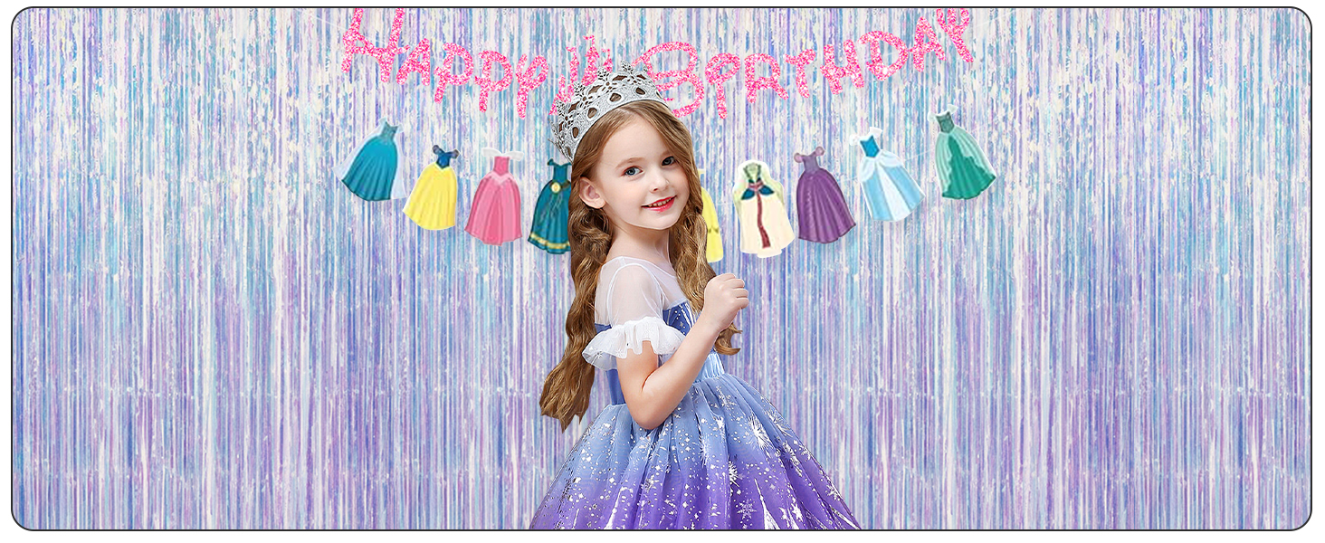 Tinsel Backdrop for Girls Birthday Decorations