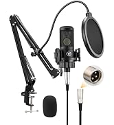 KENBAIDIO XLR Podcast Microphone, Professional Cardioid Studio Condenser Microphone XLR with 26mm...