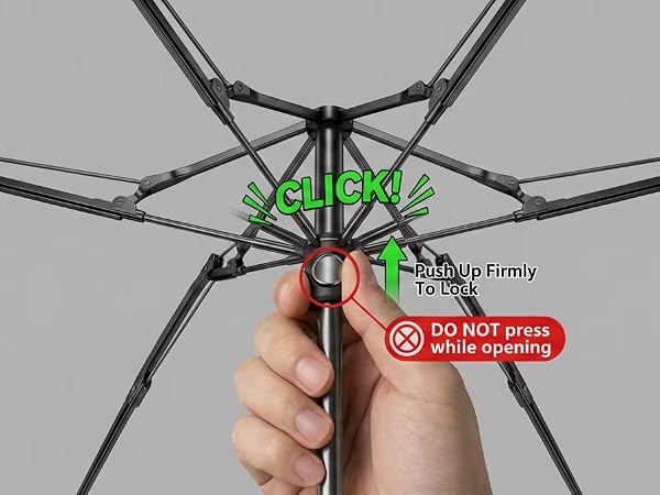 Compact Folding Umbrella with Push-Up Lock Mechanism, Windproof Frame, Black