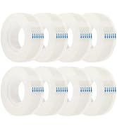 JEFURE 8Pcs Transparent Tape, 0.7in x 1000in Clear Tape Rolls, Tape Refills for Dispenser, Fun Ta...