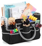 Jjring Craft and Art Organizer Tote Bag - 600D Silver Nylon Fabric Art Caddy with Pockets - for A...