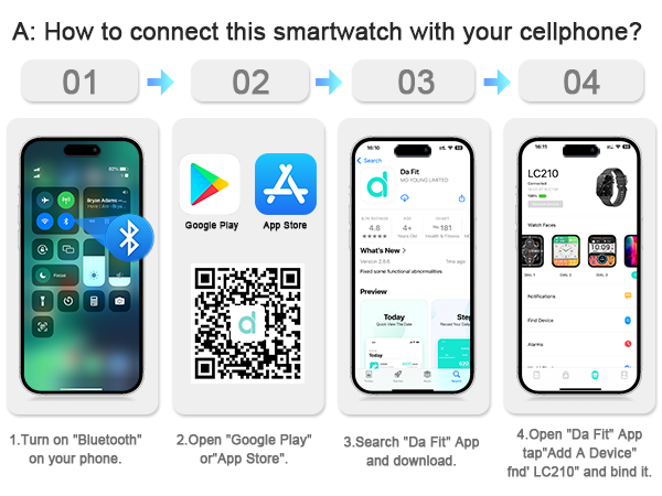 smartwatch for men Connects to your phone app via Bluetooth.