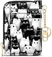 GIANCOMICS Slim Wallet Credit Card Holder Women, Cats Rfid Blocking Small Card Case, Keychain Thi...