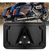 OKLPF Curved Laydown License Plate Mount Frame Compatible with Harley Davidson Motorcycle - Rear ...