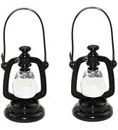 2Pcs Black Dollhouse Decoration Accessories, 1:12 Dollhouse Miniature Scene Model Hurricane Lante...