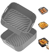 Redfly 2 Pack Air Fryer Silicone Liners, Square Airfryer Liners, Silicone Air Fryer Liners Reusab...